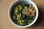 Curried Oatmeal with Greens and Caramelized Onions