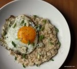 Savory Oatmeal with Blue Cheese and an Olive Oil Fried Egg